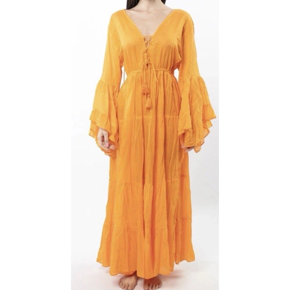 Antica Sartoria 2025Boho Bell Sleeve Maxi Dress Lightweight Summer Dress NWT O/S